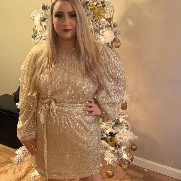 Champagne Sequin Dress From Fashion Nova - Picture 4 of 4